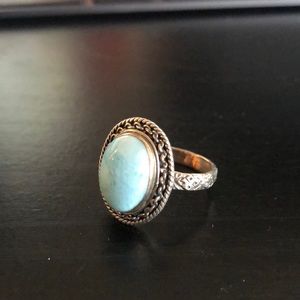 Blue Stone Silver Ring Size 8